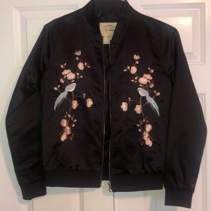 Satin effect bomber jacket